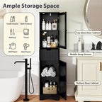 Costway Bathroom Tall Cabinet Freestanding Linen Tower with Doors & - See Details
