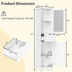 Costway Bathroom Tall Cabinet Freestanding Linen Tower with Doors & - See Details