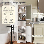 Costway Bathroom Tall Cabinet Freestanding Linen Tower with Doors & - See Details