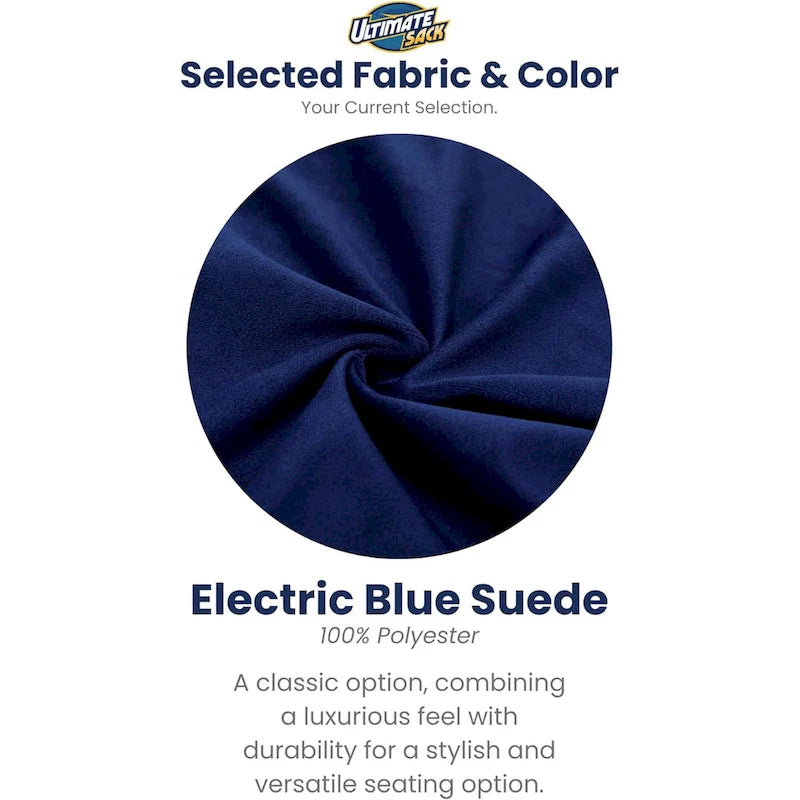 Ultimate Sack 6ft Bean Bag Chair, Oversized Indoor Comfy Lounger, Blue Suede