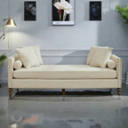 75.2 Chenille 3-Seater Sleeper Sofa with 4 Throw Pillows And 2 Bolsters