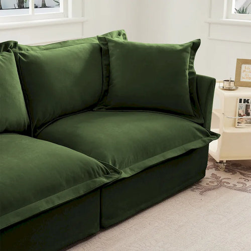 Canapé d'angle en chenille de 120 cm avec pouf convertible et 2 coussins et canapé Cloud 3 places