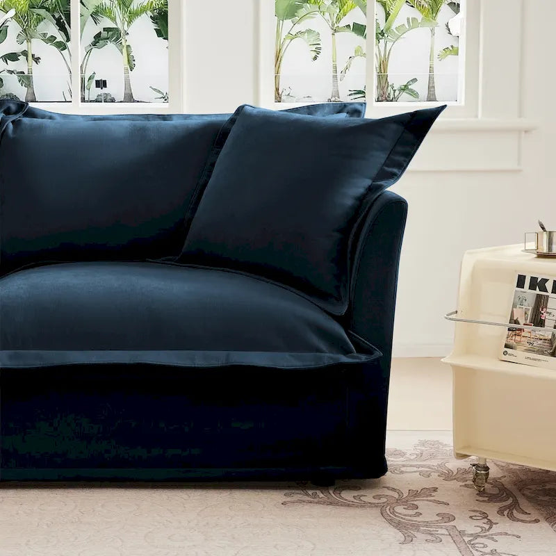 120 Chenille L-Shaped Sectional with Convertible Ottoman & 2 Pillows and 3-Seater Cloud Couch