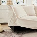 120 Chenille L-Shaped Sectional with Convertible Ottoman & 2 Pillows and 3-Seater Cloud Couch
