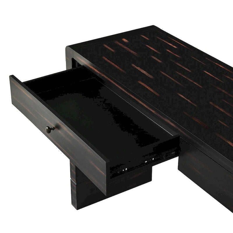 Curved Wooden Entryway Console Table with Storage, 2 Drawers, Rustic