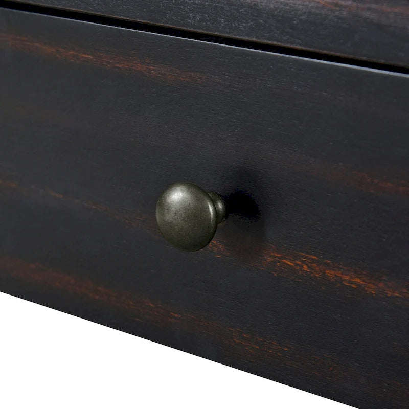 Curved Wooden Entryway Console Table with Storage, 2 Drawers, Rustic