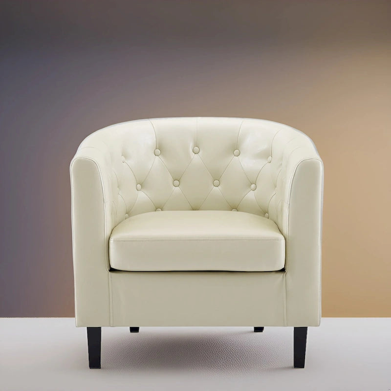 Fauteuil d'appoint, Fauteuil club en similicuir capitonné, Fauteuil d'appoint moderne du milieu du siècle, Fauteuil confortable, Fauteuils club en forme de tonneau