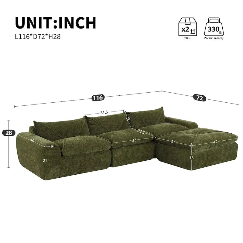 116  Fully Compressed Sofa with High Density Foam,Particle Chenille