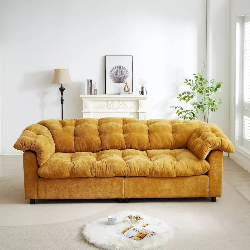 99.2  Chenille Comfort Deep Seat Sofa, Upholstered Fluffy Cloud Sofa