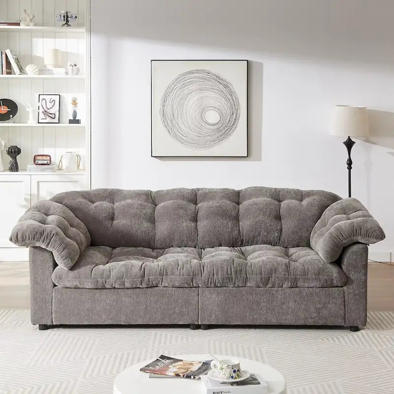 99.2  Chenille Comfort Deep Seat Sofa, Upholstered Fluffy Cloud Sofa