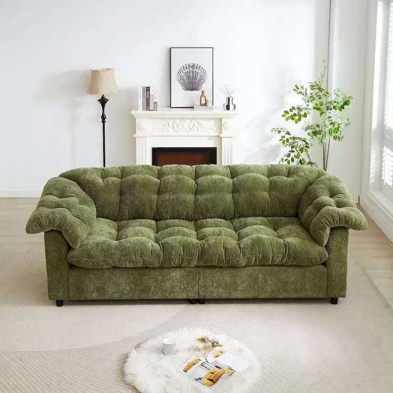 99.2  Chenille Comfort Deep Seat Sofa, Upholstered Fluffy Cloud Sofa