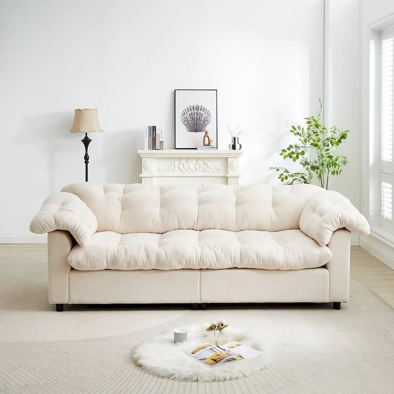 99.2  Chenille Comfort Deep Seat Sofa, Upholstered Fluffy Cloud Sofa