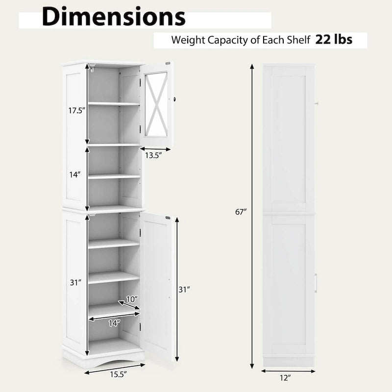 Costway 67 Tall Bathroom Cabinet Freestanding Storage Cabinet with 5 - See Details