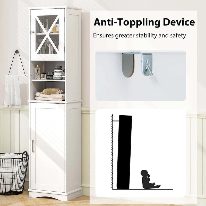 Costway 67 Tall Bathroom Cabinet Freestanding Storage Cabinet with 5 - See Details
