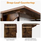 Gymax Kitchen Island Cart w/ Drop-Leaf & Power Outlet Microwave Shelf