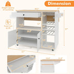 Gymax Kitchen Island Cart w/ Drop-Leaf & Power Outlet Microwave Shelf