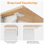 Gymax Kitchen Island Cart w/ Drop-Leaf & Power Outlet Microwave Shelf