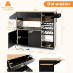 Gymax Kitchen Island Cart w/ Drop-Leaf & Power Outlet Microwave Shelf