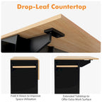 Gymax Kitchen Island Cart w/ Drop-Leaf & Power Outlet Microwave Shelf