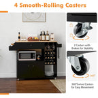 Gymax Kitchen Island Cart w/ Drop-Leaf & Power Outlet Microwave Shelf