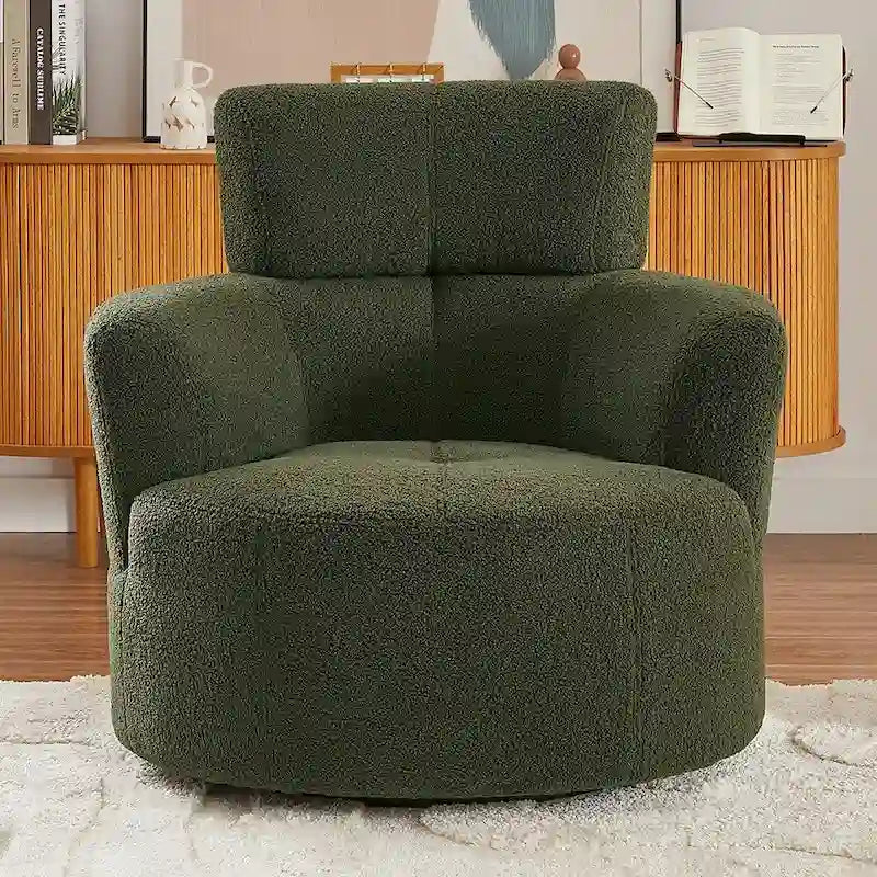 Fauteuil baril d'appoint pivotant à 360° en tissu