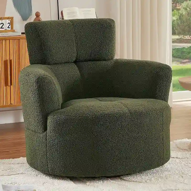 Fauteuil baril d'appoint pivotant à 360° en tissu