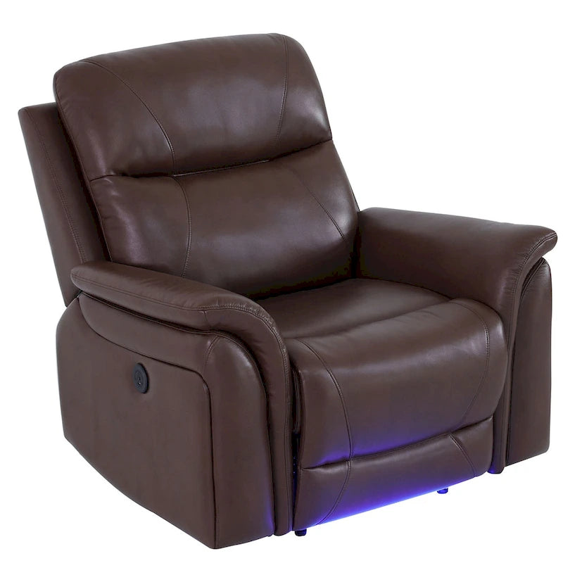 LED Breathing Leather 3-Piece Recliner Sofa Set for Living Room