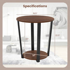 Gymax Table d'appoint industrielle pour canapé, lot de 2 tables de chevet avec