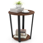 Gymax Table d'appoint industrielle pour canapé, lot de 2 tables de chevet avec