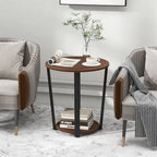 Gymax Industrial End Table Sofa Side Table Nightstand w/ Storage Shelf