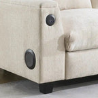 96 Chenille Smart Sectional Sofa with Bluetooth Speaker, Drop-Down Table & USB Charger and 3-Seater Cloud Couch