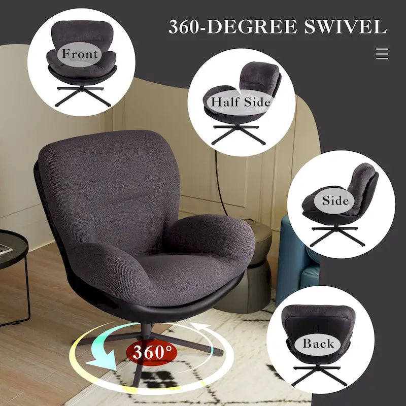 Modern Chenille 360 Swivel Office Chair with Metal Base Frame