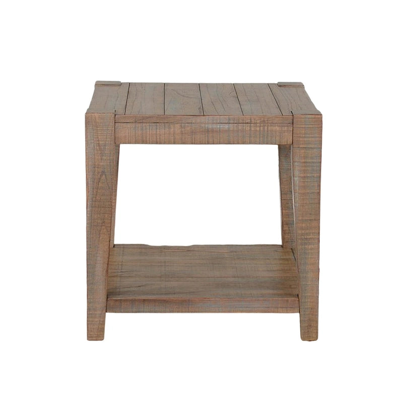 Lilly Side End Table, 1 Shelf, Light Brown Mahogany, 24 Inch Square