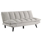Loyla Convertible Sofa Bed, Tufted Light Gray Fabric, Black, 78 Inch