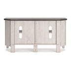 Meuble TV d'angle Elia, 4 étagères, gris, blanc rustique, 122 cm