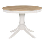 5 Piece Round Dining Table Set, Solid Wood Kitchen Table and Chair Set with Extendable Table and 4 Upholstered Chairs