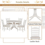 5 Piece Round Dining Table Set, Solid Wood Kitchen Table and Chair Set with Extendable Table and 4 Upholstered Chairs