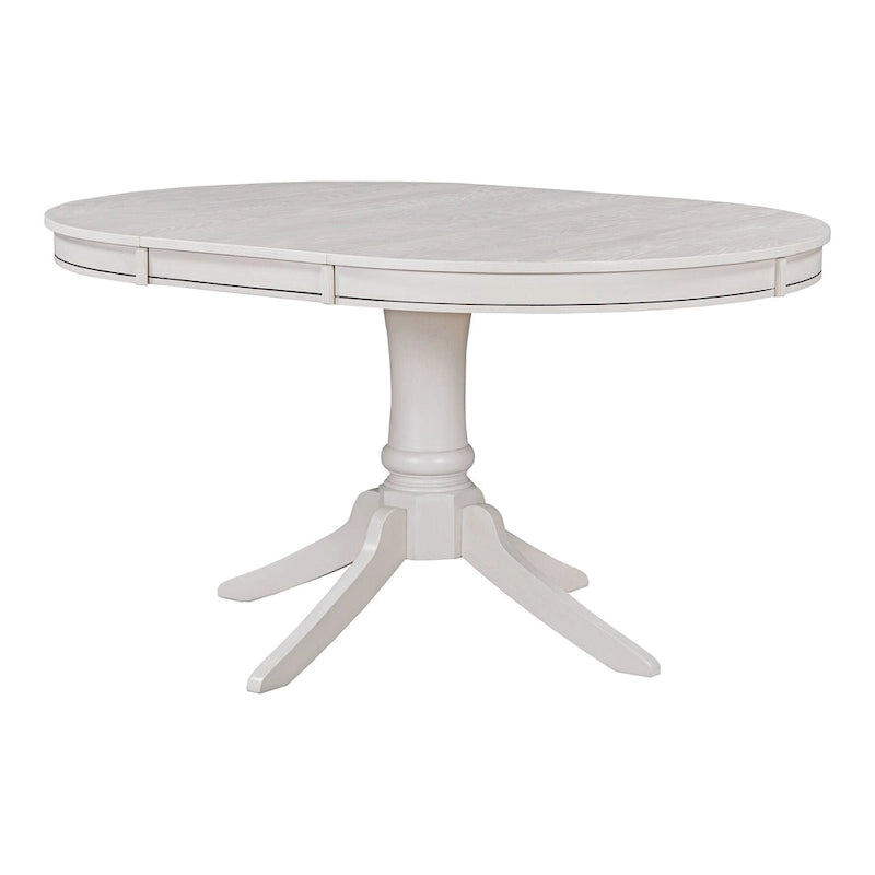5 Piece Round Dining Table Set, Solid Wood Kitchen Table and Chair Set with Extendable Table and 4 Upholstered Chairs
