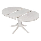 5 Piece Round Dining Table Set, Solid Wood Kitchen Table and Chair Set with Extendable Table and 4 Upholstered Chairs