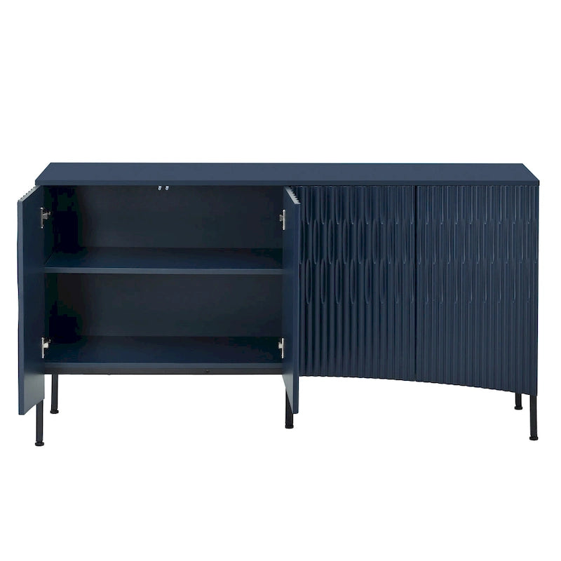 Buffet Cabinet with 4 Curved Bottom Doors, Sideboard Cabinet with Metal Legs, Console Table with Adjustable Shelf