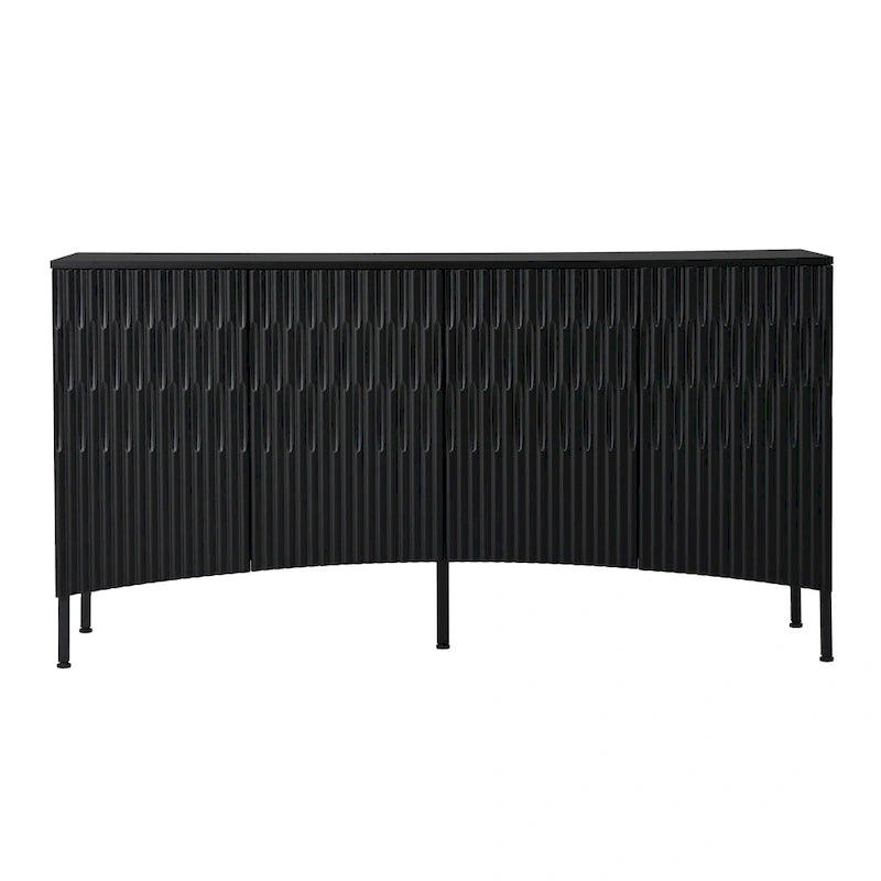 Buffet Cabinet with 4 Curved Bottom Doors, Sideboard Cabinet with Metal Legs, Console Table with Adjustable Shelf