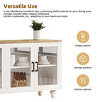 Meuble TV avec étagères et portes en verre trempé, Centre de divertissement avec étagères réglables pour téléviseurs jusqu'à 70 pouces