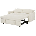 Roomfitters Pull-Out Sofa Bed Convertible 2-Seat Loveseat with Throw Pillows and USB Ports, Modern Sleeper Sofa, Beige