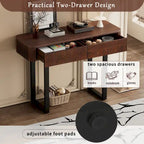 Table d'entrée en bois massif avec design cannelé, miel et noir