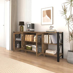 Industrial Farmhouse TV Stand with 4 Storage Shelf and 2 Storage Cabinets for Living Rooms and Kitchens