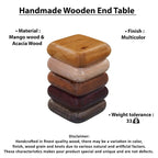 Zyra 12 Inch Side End Table, Sculptural Stacked Design, Mango and Acacia Wood Artisanship, Brown