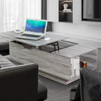 New Adjustable Top Coffee Table in Walnut or Grey, Rectangle Living Room Desk with Storage