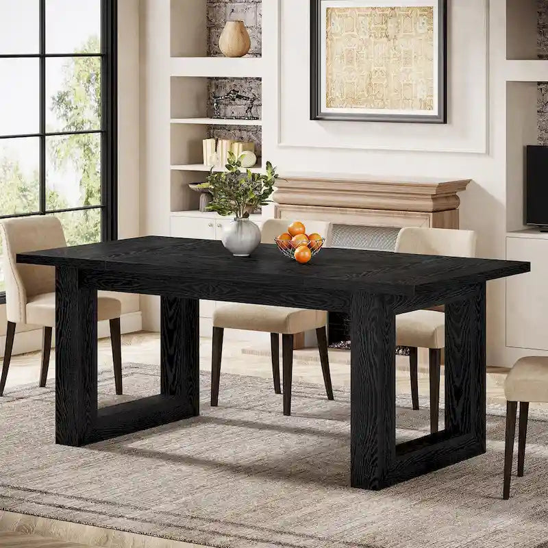 Natural Wood Rectangular Dining Table for 4-6