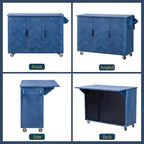 51.2W Kitchen Island with Drop Leaf, Farmhouse Kitchen Island on Wheels with Internal Storage Rack Rolling Kitchen Cart