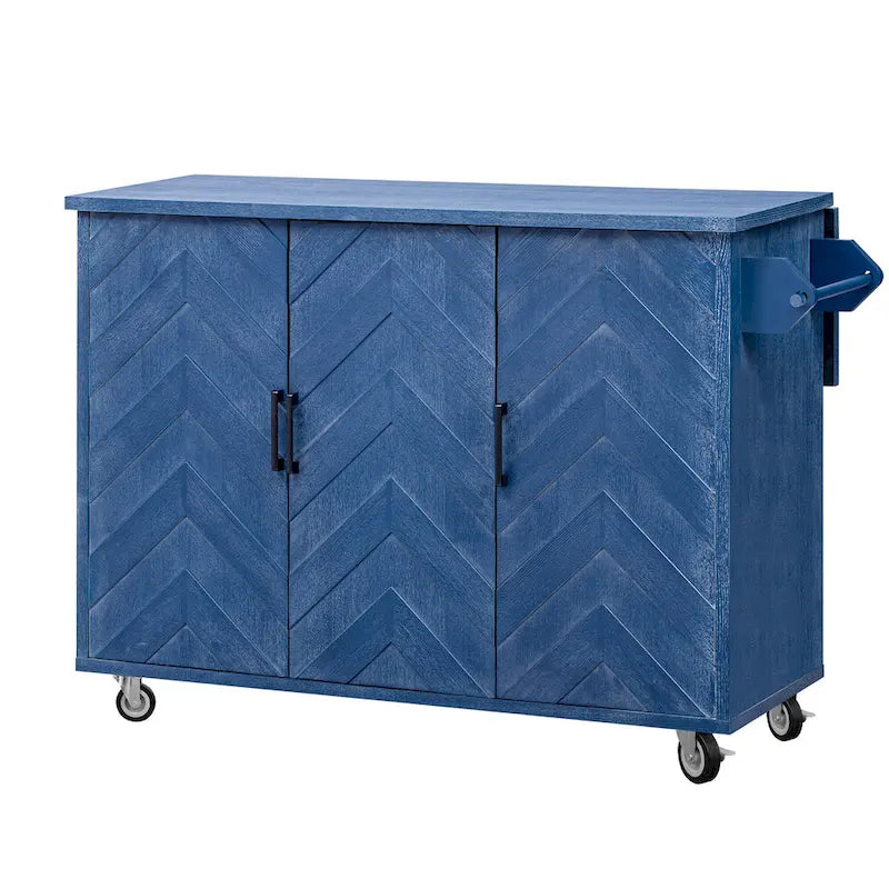 51.2W Kitchen Island with Drop Leaf, Farmhouse Kitchen Island on Wheels with Internal Storage Rack Rolling Kitchen Cart